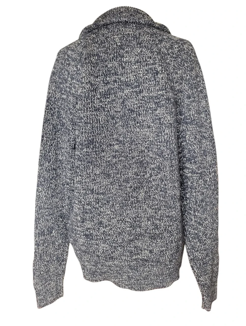 Banana Republic Suprima Cotton Navy White Thick Knit Button Up Cardigan Sweater